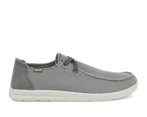 Basket Sanuk Shaka Mesh No-tie Homme - Grise YLDGBO647